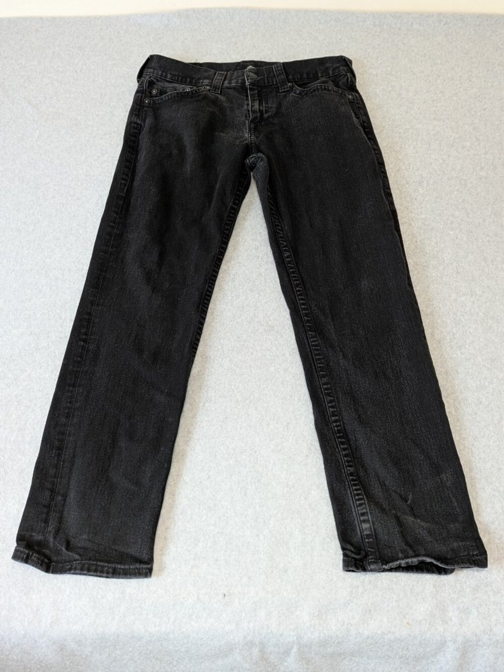 True Religion Geno Relaxed Slim Jeans Men's 32 (Fit 32x30) Black Stretch
